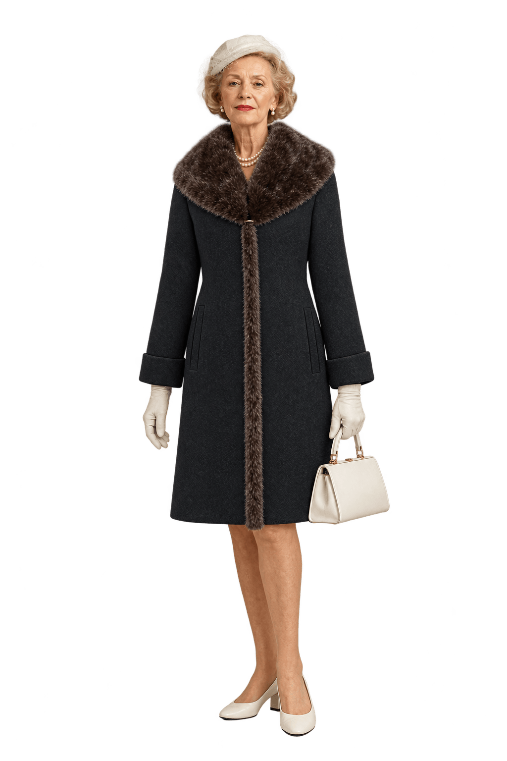 1980s Black Wool Coat - Model