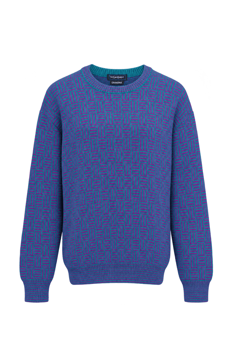 1980s Teal Blue Knit Sweater - Front View