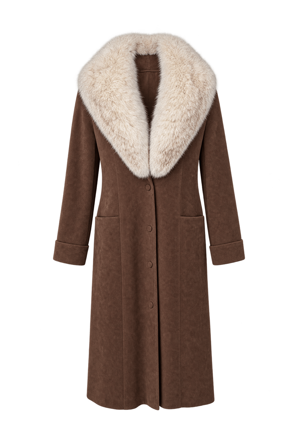 1980s Warm Medium Brown Suede Coat - Front View