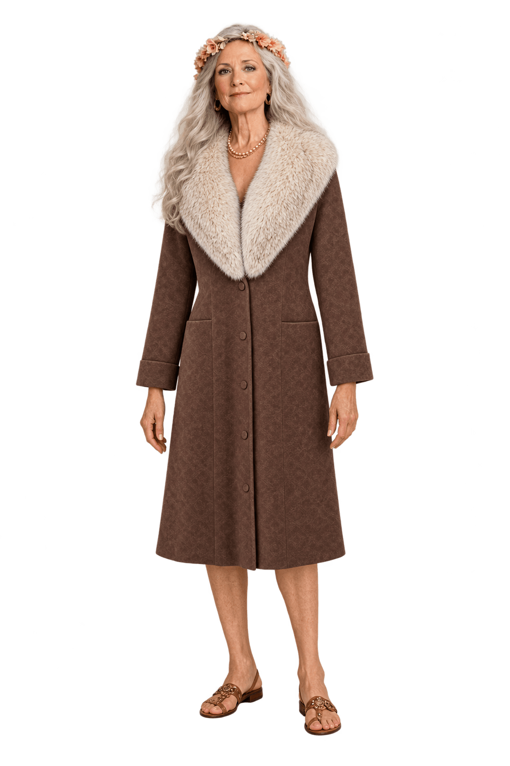 1980s Warm Medium Brown Suede Coat - Model
