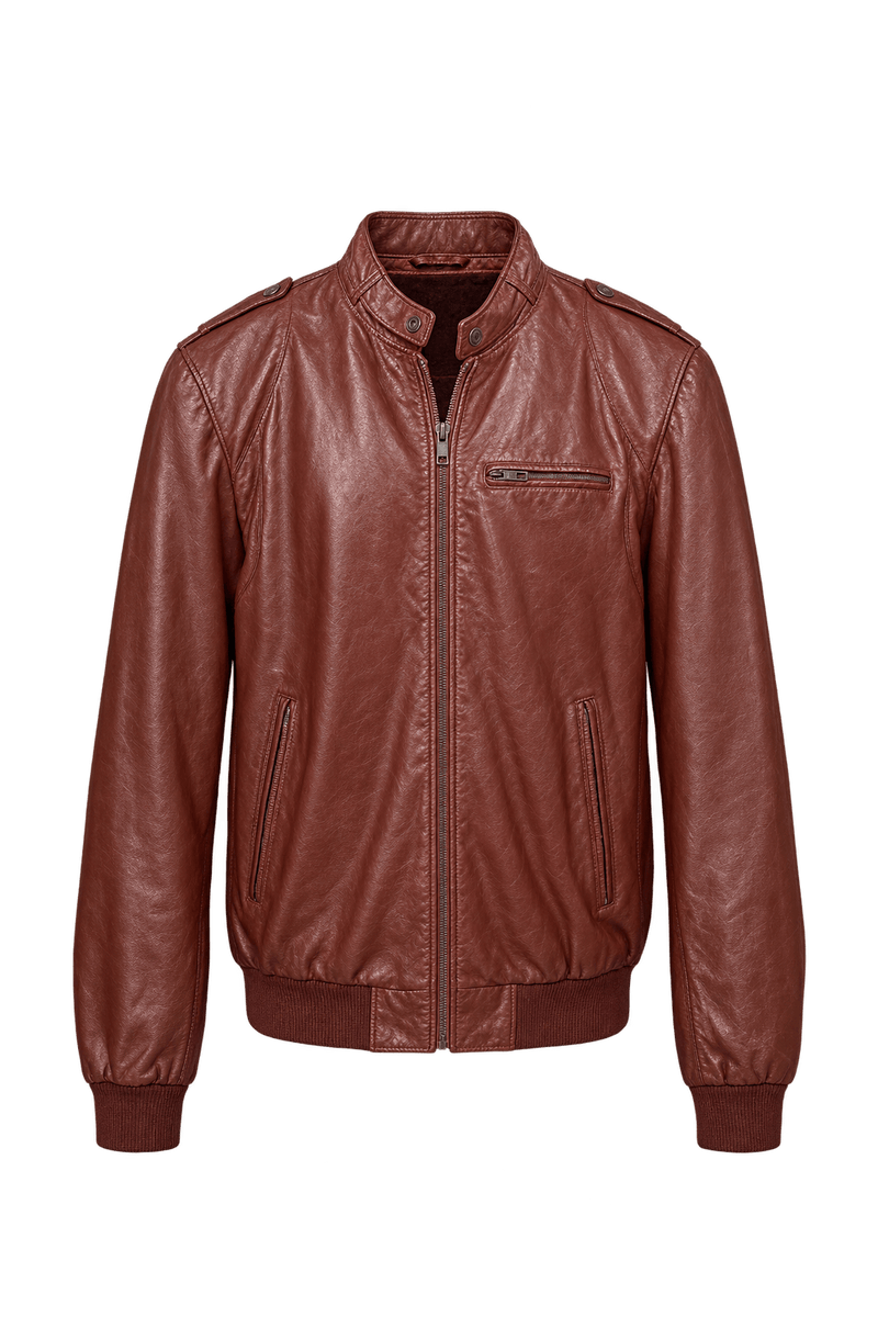 1980s Reddish Brown Leather Jacket - Front View