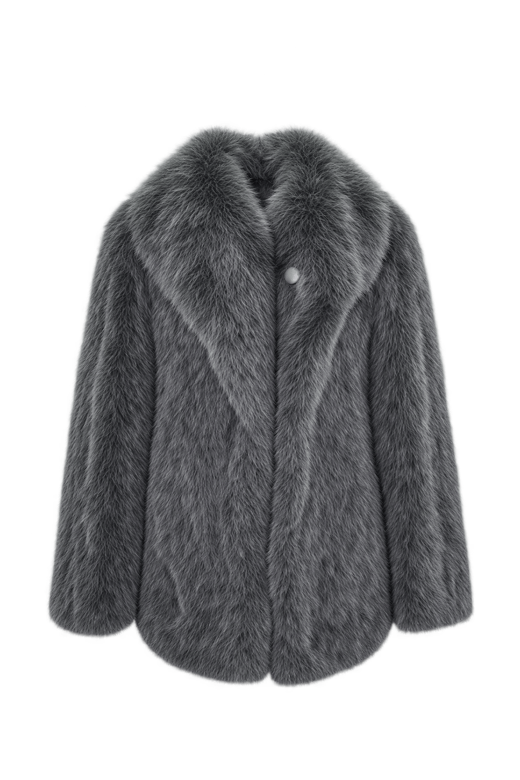 1980s Silver Grey Fur Coat - Front View