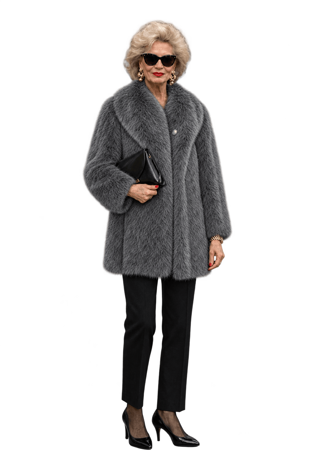 1980s Silver Grey Fur Coat - Model
