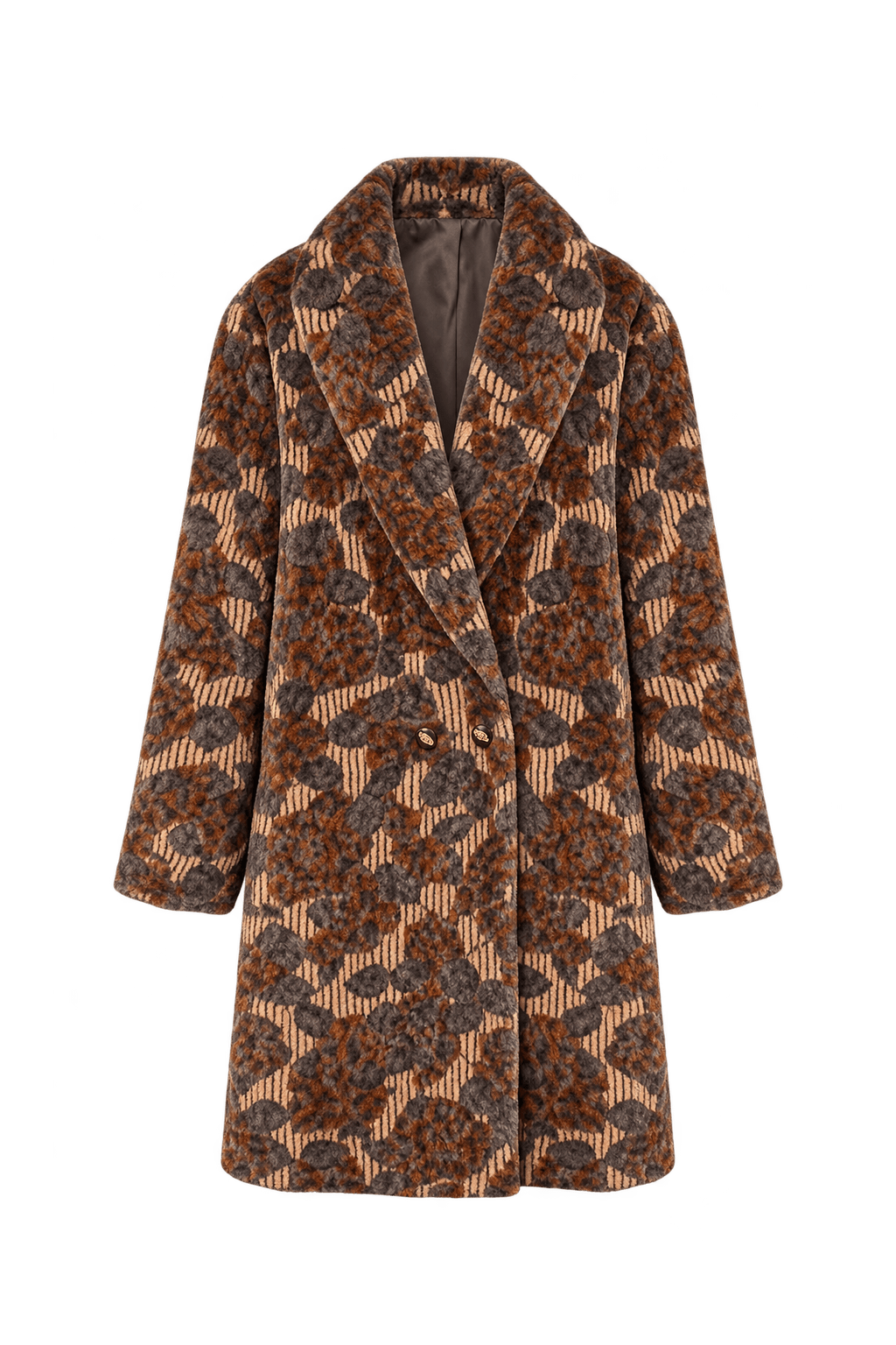 1980s Charcoal Grey and Rust Brown Fur Coat - Front View