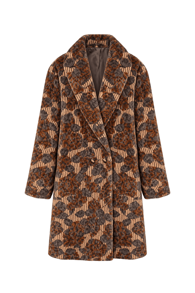 1980s Charcoal Grey and Rust Brown Fur Coat - Front View