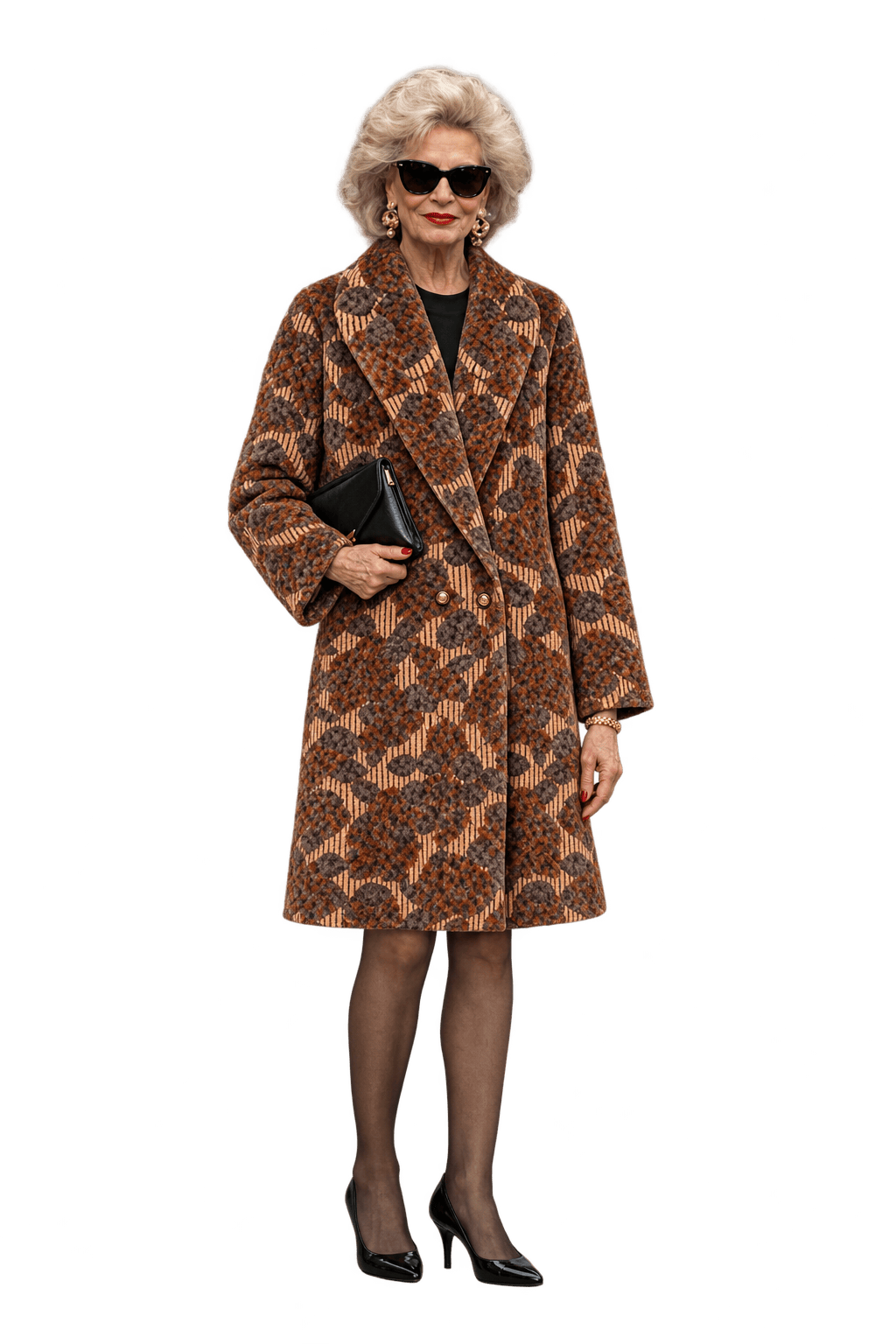 1980s Charcoal Grey and Rust Brown Fur Coat - Model