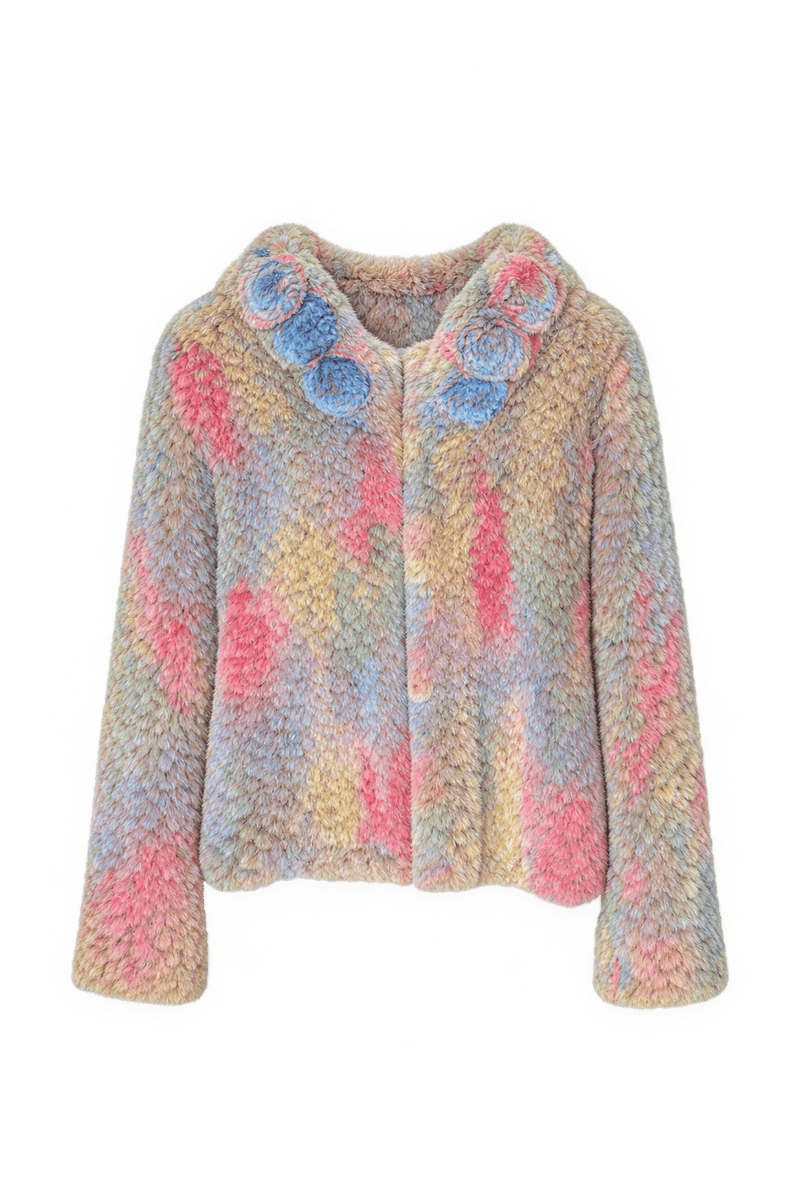1980s Pastel Beige Fur Coat - Front View