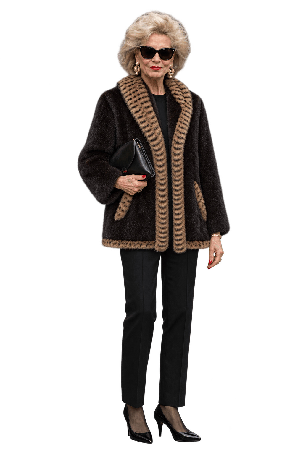 1980s Dark Chocolate Brown Fur Coat - Model