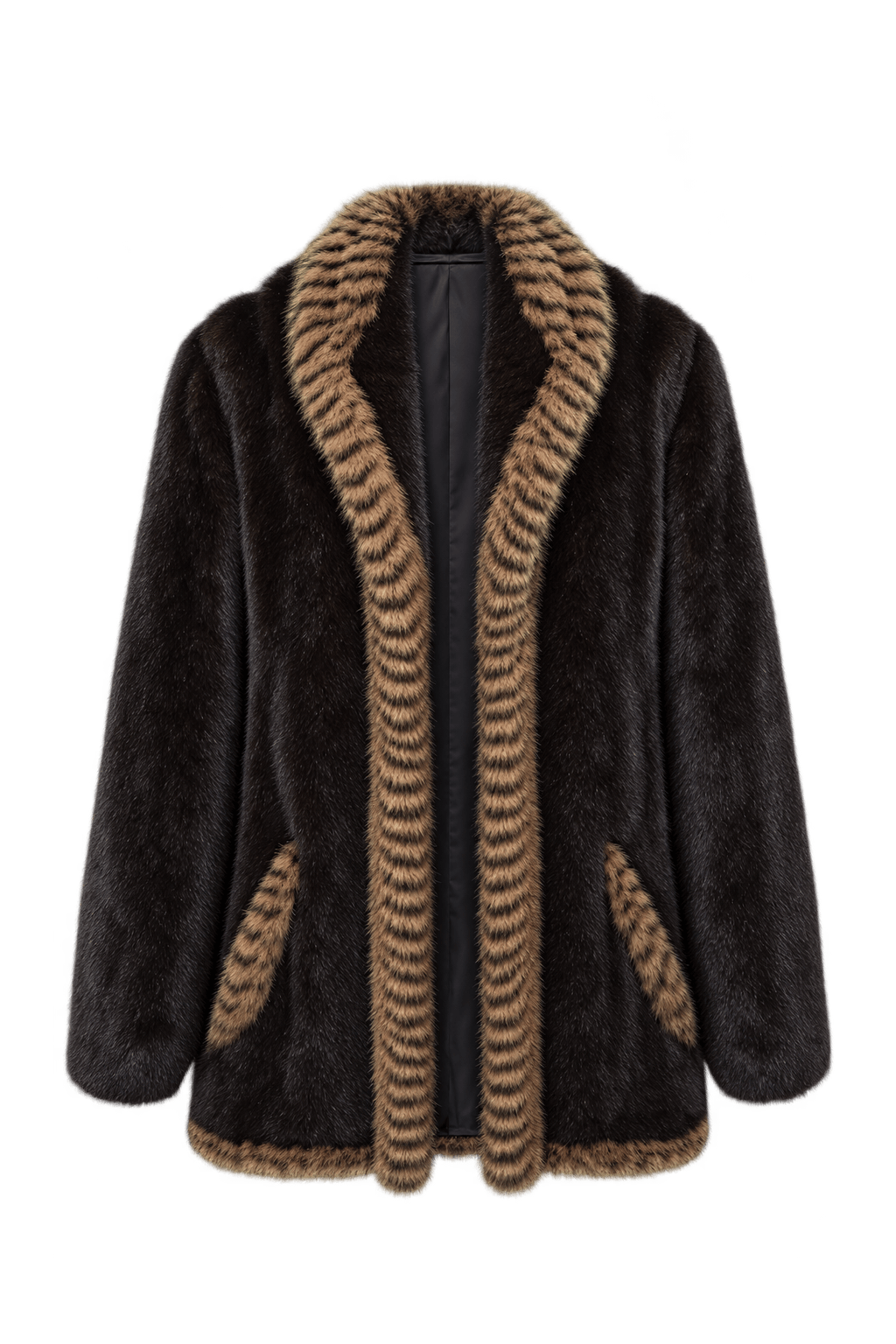 1980s Dark Chocolate Brown Fur Coat - Front View