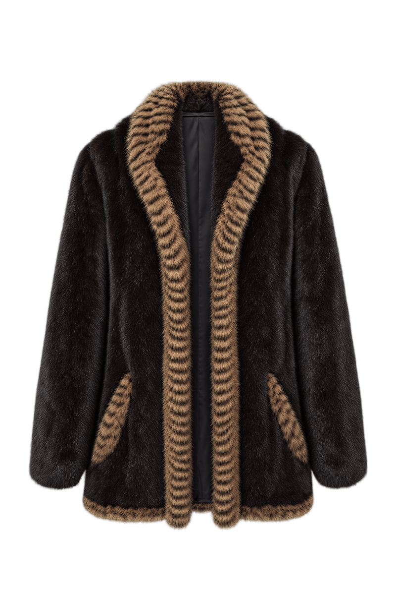1980s Dark Chocolate Brown Fur Coat - Front View