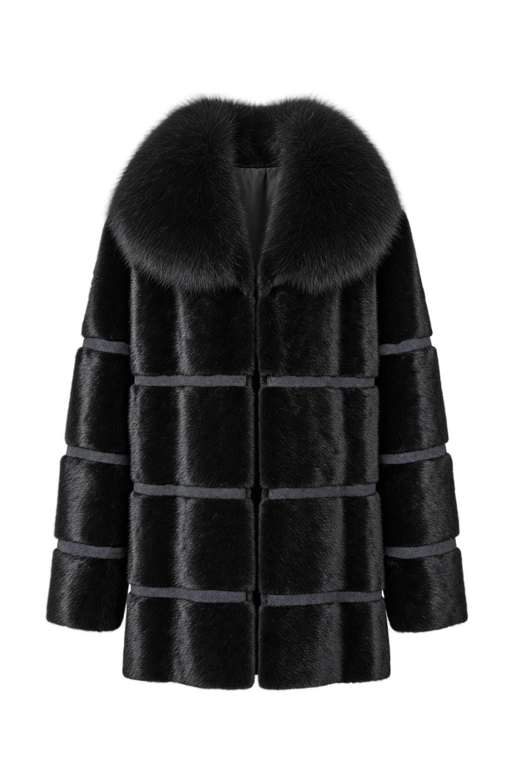 1980s Black Fur Coat - Front View