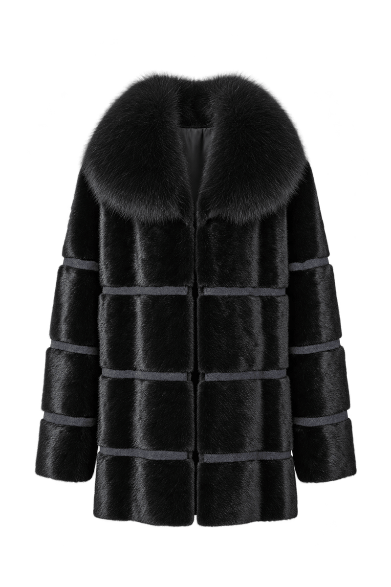 1980s Black Fur Coat - Front View
