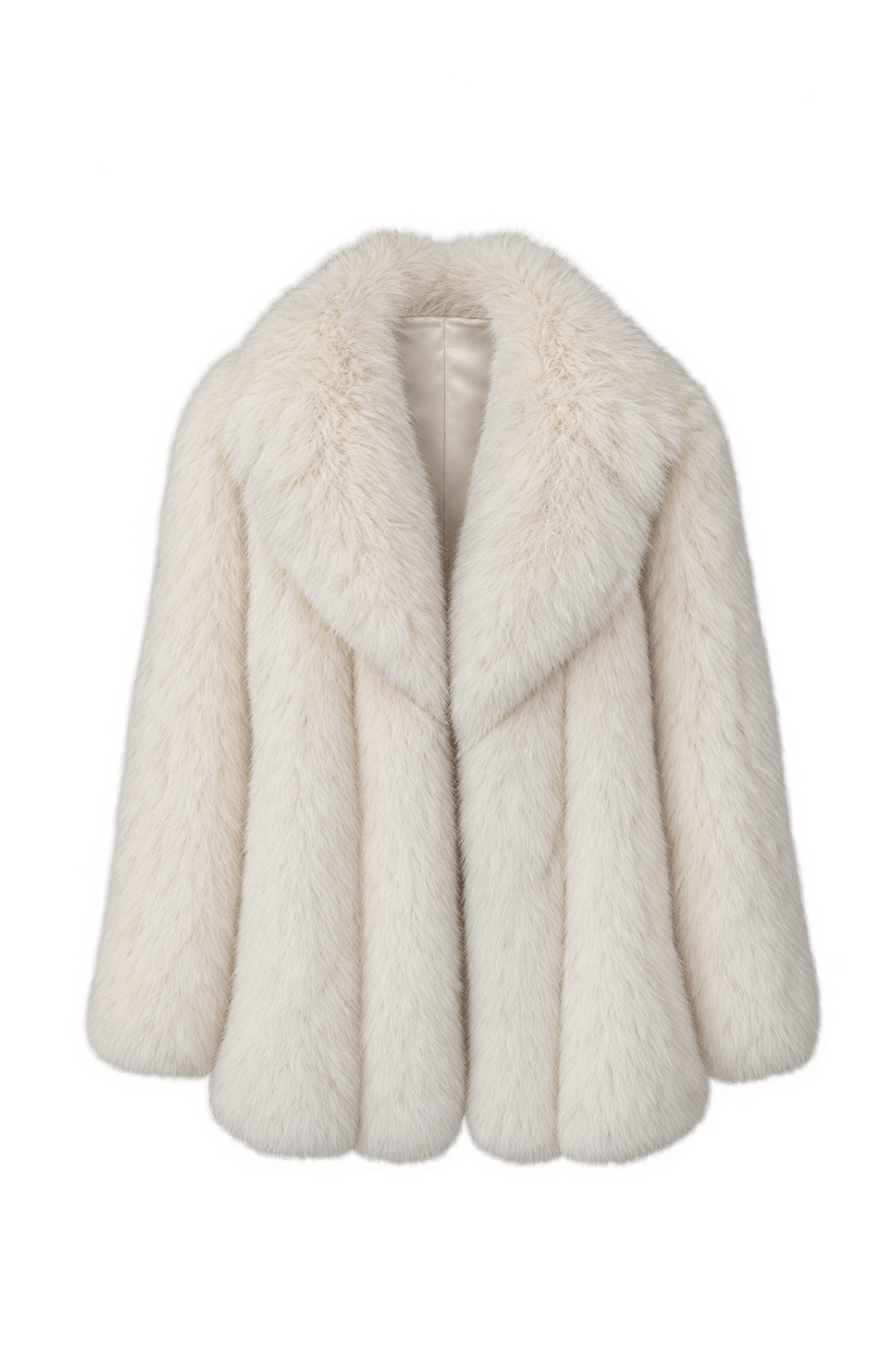 1980s Warm Cream White Fur Coat - Front View