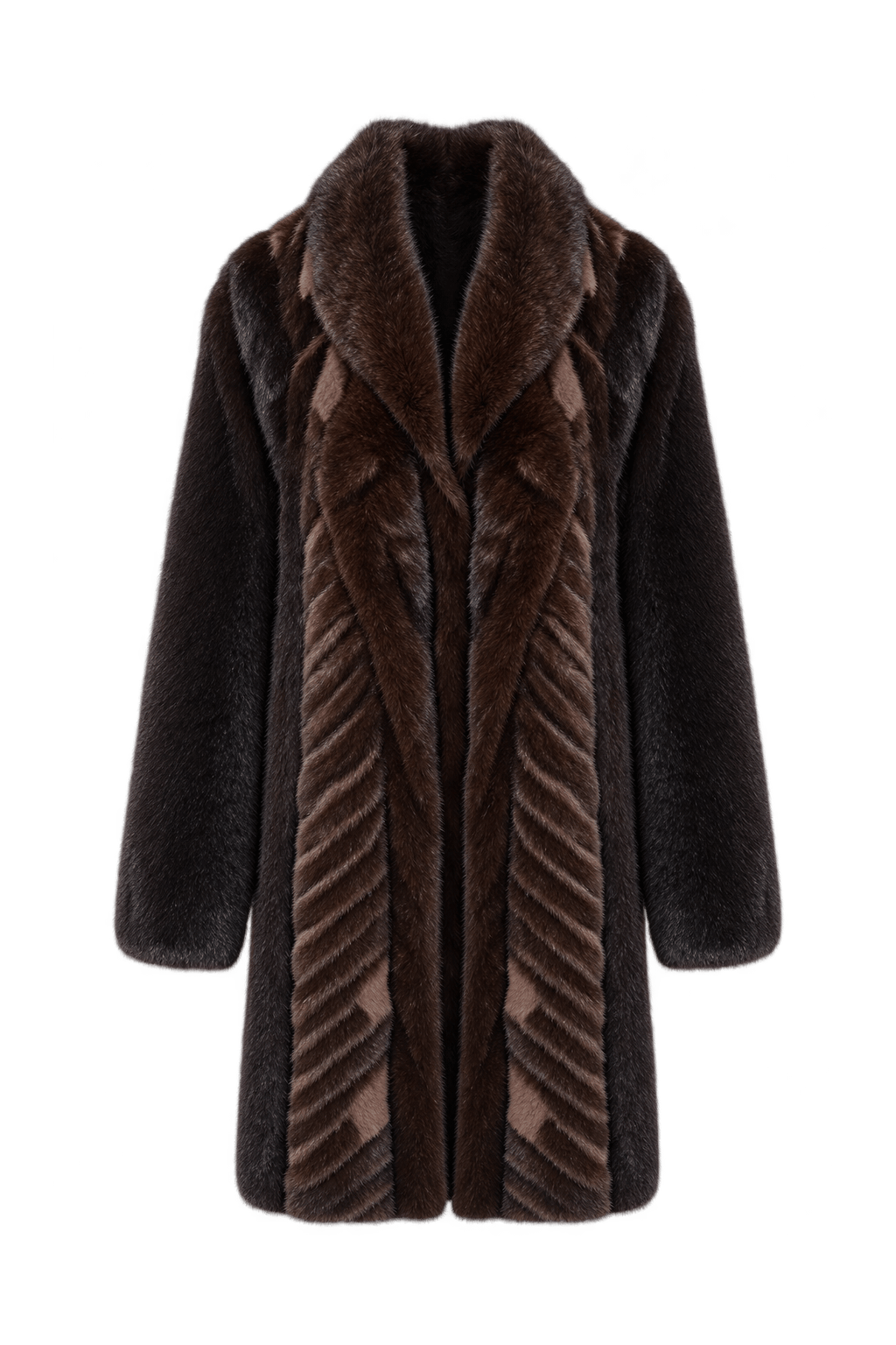 1980s Dark Chocolate Brown Fur Coat - Front View