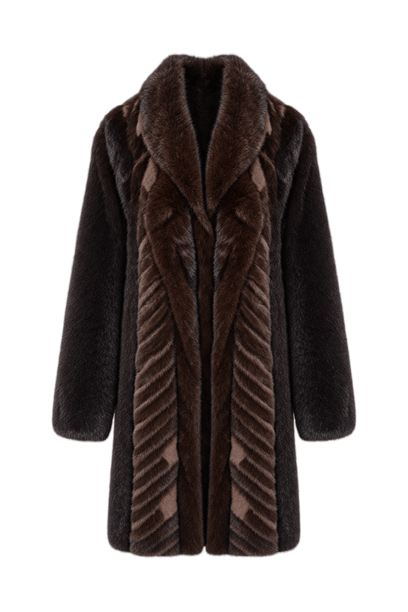 1980s Dark Chocolate Brown Fur Coat - Front View