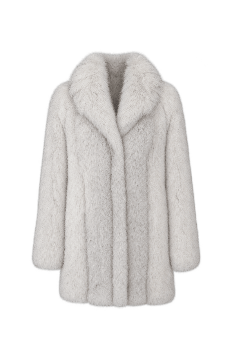 1980s Creamy Ivory Fur Coat - Front View